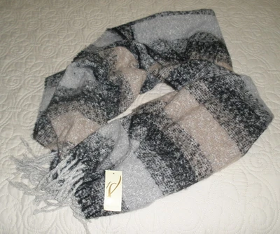 Shawl/Wrap/Scarf Muted Colors Wide Stripes Fringe Collection 18 NWT  76-in Long - Image 1 of 4