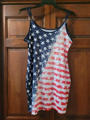 Pullover a rayas rojas, blancas y azules bandera de EE. UU. XL cubierta de natación para mujer playa” Foto 1 de 4