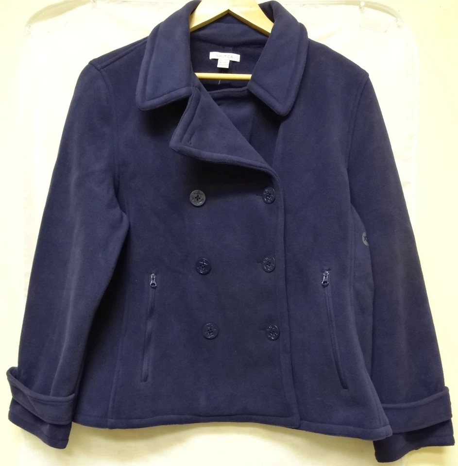 Chaquetón polar de doble botonadura Nautica para mujer mediano azul marino 5453KR Foto 1 de 2
