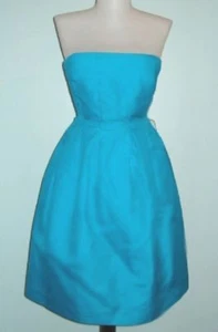 J.Crew trägerloses türkis blaues Kleid Baumwollsatin Partykleid TASCHEN P8 NEU - Bild 1 von 3