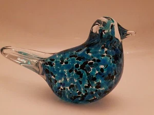 Stunning Extra Large Vintage Blue Speckled Glass Bird Paperweight (A16) - Picture 1 of 12