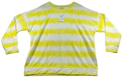 Suéter Style and Co Feminino Tamanho XXL Amarelo Branco Pulôver Manga Longa Novo - Imagem 1 de 4