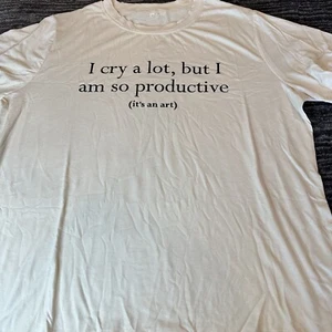 Shirt I Cry A Lot But I Am So Productive 2XL Taylor Swift Inspired TTPD Beige - Picture 1 of 10