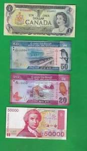 CANADA , SRI LANKA & CROATIA 1973 - 2022 ~ 4 X PAPER MONEY LOT # 8699 (*-*) - Picture 1 of 2