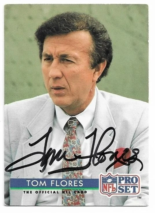 TOM FLORES 1992 Pro Set Signed Autographed Football card #333 Oakland Raiders - Image 1 of 1