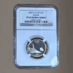 2003-S 25c PR69 Ultra Cameo Maine State Quarter Clad NGC Graded Certified - Picture 1 of 2