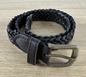 The Childrens Place Boys Dark Brown Woven Braided Leather Belt M to L up to 29" - Picture 1 of 6