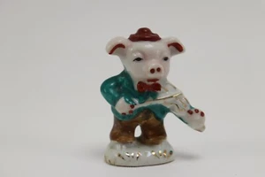 Vintage Occupied Japan Ceramic Japanese Pig Playing Fiddle - Picture 1 of 7