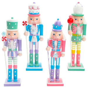 4Pcs Nutcracker Figurines Wood Christmas Nutcracker Statues Desktop Decoration - Picture 1 of 12