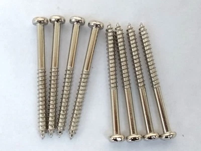 JANIKA 8 CHROME BASS GUITAR PICKUP SCREWS 35MM LONG PRECISION