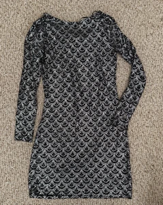 Michael Kors Women Black Silver Glitter Cowl-Back Chain Sheath Dress Medium - Picture 1 of 13