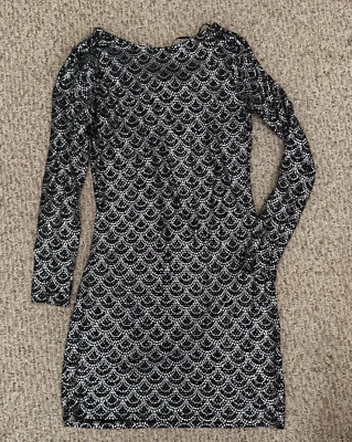Michael Kors Women Black Silver Glitter Cowl-Back Chain Sheath Dress Medium - Image 1 of 4