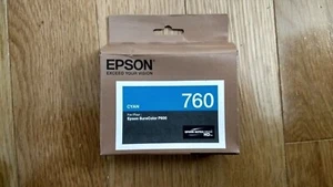 2023 GENUINE EPSON #760 CYAN T7602 ULTRACHROME HD INK SURECOLOR P600 SEALED NEW - Afbeelding 1 van 1