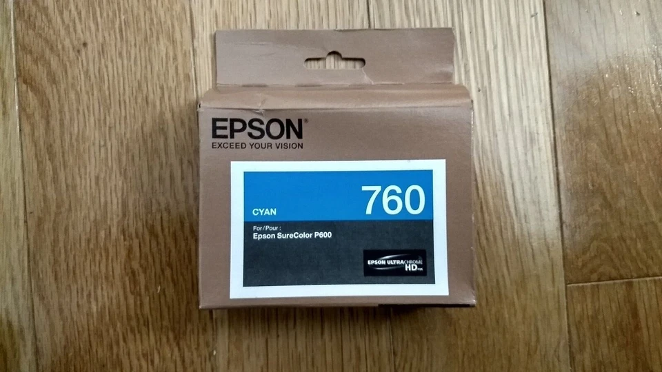 2019 GENUINE EPSON #760 CYAN T7602 ULTRACHROME HD INK SURECOLOR P600 SEALED NEW - Image 1 of 1