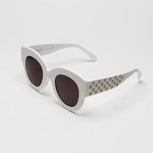 Alaïa AA0028S 004 Glossy White / Gray Womens Sunglasses - Picture 1 of 7
