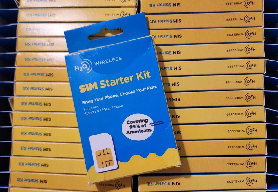 Lot of 100 H2O H20 Wireless Prepaid SIM Card Kit - Triple Cut  - AT&T Network - Image 1 of 1