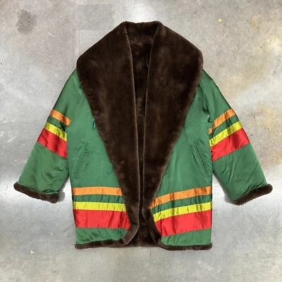 Vintage Ann Roman For Kenar Western Cocoon Coat Green 80s - Image 1 of 4