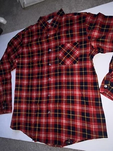 Sears Sanforized Cotton Flannel Vintage Shirt Rare Red Large - Picture 1 of 6