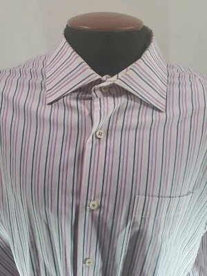 Camisa Luchiano Visconti Camisa Buttondown Para Hombres XXL Puño Francés Rosa A Rayas... Foto 1 de 4