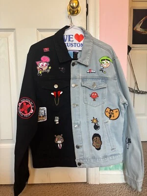 Chaqueta de mezclilla One in a Billion para hombre con tema de nostalgia hip hop Foto 1 de 4