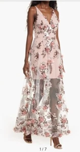 Dress The Population Gown Sz S Sidney 3D Floral Formal Mesh Ethereal Party $328 - Picture 1 of 23