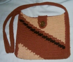 Crocheted 3 Color Diagonal Stripe Shoulder Purse Pattern Instructions Only - Picture 1 of 1