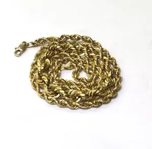 Collana catena corda cava graduata oro giallo 14 kt 6,2g rara vintage 18,25" - Foto 1 di 7