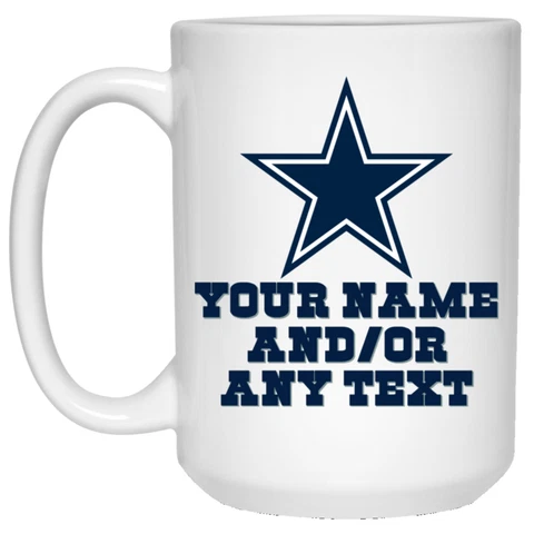 Custom Personalized Dallas Cowboys Star Logo White 15 oz Ceramic Coffee Mug Cup Cover