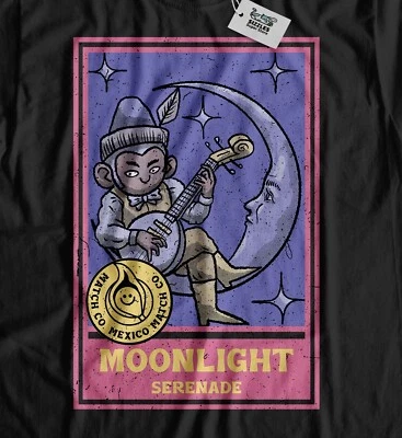 Unisex Man On The Moon T-Shirt Elf Playing Banjo On The Moon Gifts - Image 1 of 4