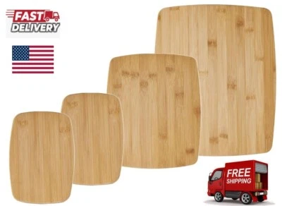 Juego de 4 tablas de cortar de bambú reversibles Farberware tabla de servir de madera duradera Foto 1 de 4