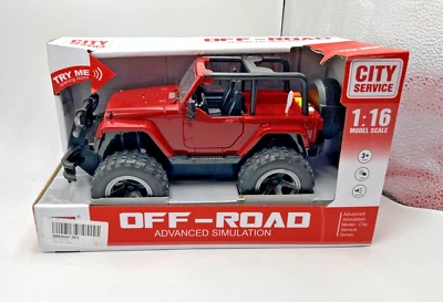 City Service Off Road Advanced Simulation Jeep Friction Powered 1:16 Scale New - Image 1 of 4