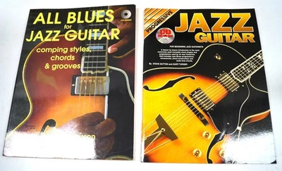 LOT (2) Learn Guitar Books w CDs All Blues for Jazz Guitar & Jazz Guitar C243 - Image 1 of 4