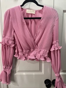 Women’s Keepsake Ruffled Sleeve Pink Shirt Size 8/M - Picture 1 of 10