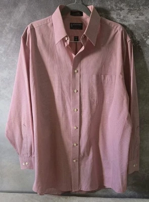 Súper Camisa Stafford Performance Para Hombre 17 1/2 34-35 Rosa Guinga Abotonada Usada en Excelente Condición Foto 1 de 4