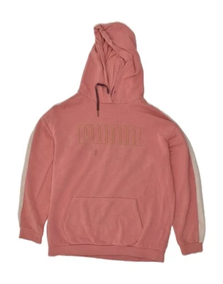 PUMA Womens Oversized Graphic Hoodie Jumper UK 10 Small Pink Cotton OC04 - Image 1 of 4