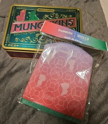 Limited Edition Dunkin Wicked for Good Munchin Tin AND Glinda Pink Cup Sleeve!! - Image 1 of 4