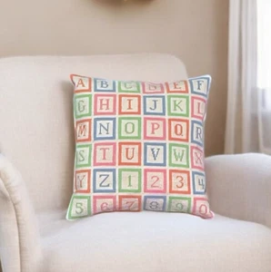 ABC Needlepoint Pillow – Hand-Stitched Alphabet Design –Educational & Decorative - Picture 1 of 3