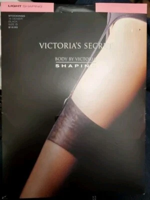 VICTORIA'S SECRET Light Shaping Garter Stockings Thigh High Size B Black Sissy - Image 1 of 4