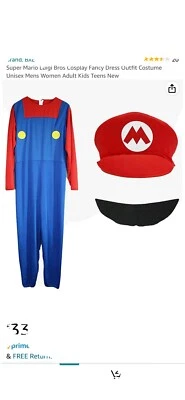 VESTIDO ELEGANTE PARA HOMBRE SUPER MARIO BROS LUIGI WARIO WALUIGI DISFRAZ TRABAJADOR PLOMERO Foto 1 de 3