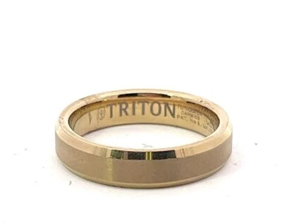 Triton 5mm Gold-Tone Tungsten Comfort Fit Beveled Edge Band Ring - Image 1 of 4