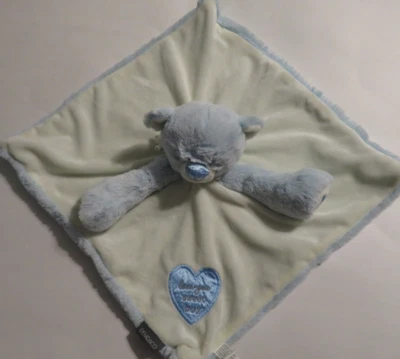 Demdaco Teddy Bear blue security Blankie Soft Cuddle Rattle "Love You Sweet Boy" - Image 1 of 4
