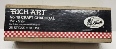 Artistas Vintage Nº 18 Carbón artesanal de Rich Art-5/16 x 5 1/2 22 palos en total Foto 1 de 4