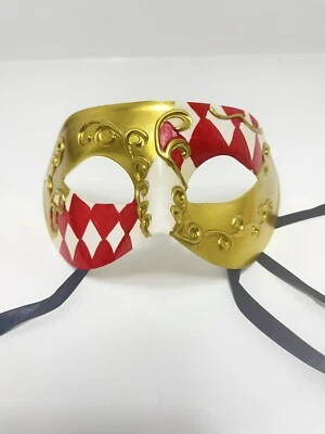 Bawaseehi masquerade mask Mardi Gras Prom Hand Painted Tie Back Halloween Costum - Image 1 of 4