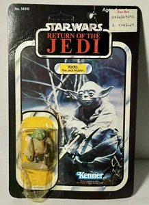 VINTAGE KENNER 1983 STAR WARS ROTJ YODA THE JEDI MASTER BROWN SNAKE 65 BACK MOC - Picture 1 of 11