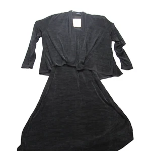 Ve Ve Sleeveless Dress w Jacket Black SZ 16 Stretch Travel Long Maxi Round Neck - Picture 1 of 8