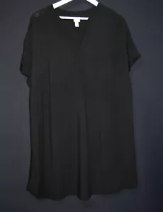 H&M: SIZE L / SIZE: 18-20 BLACK V-NECK SHORT SLEEVE LONGLINE TUNIC / DRESS - Picture 1 of 6