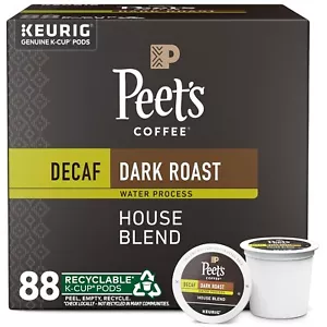 Peet's Coffee Dark Roast Decaf House Blend Coffee K-Cup Pods (88 Count) - Picture 1 of 3