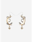 Crescent Moon Snake Star Dangle Earring Pair Gold & Silver Tone Alloy W/ CZ Gems