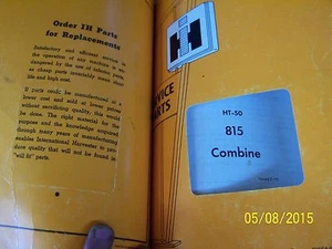 INTERNATIONAL  815 COMBINE PARTS  MANUAL - Picture 1 of 3