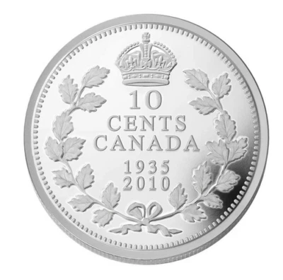 2010 Canada 10 cent Dime from LE set : 75th anniv of 1935 voyageur dollar - Image 1 of 4